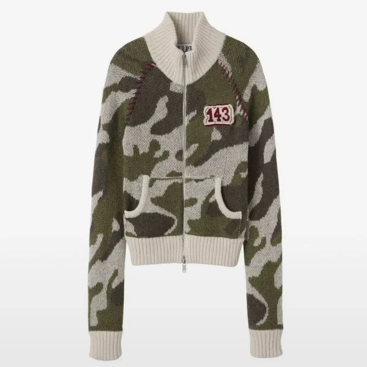 Camouflage Mohair Raglan Zip-Up Forest